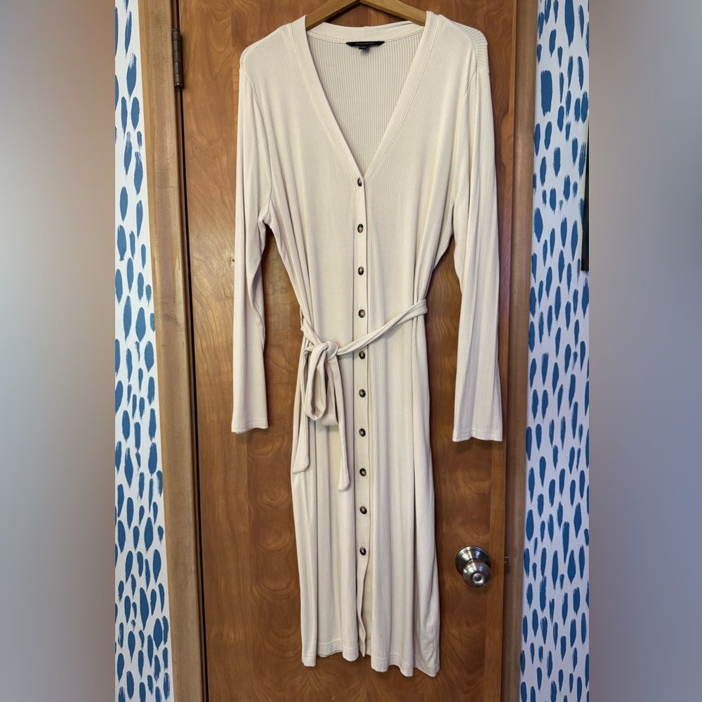 Cream Button-Down Dress